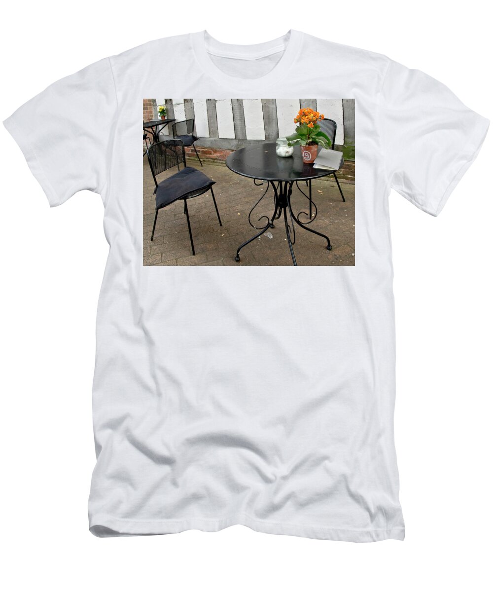 Seats T-Shirt featuring the photograph Free seats in a street cafe by Elena Perelman
