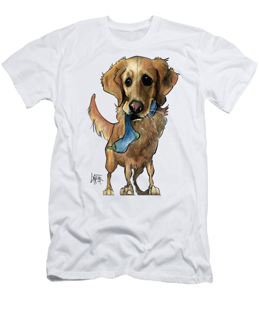 Pet Portrait T-Shirt featuring the drawing Fritz 3330 by Canine Caricatures By John LaFree