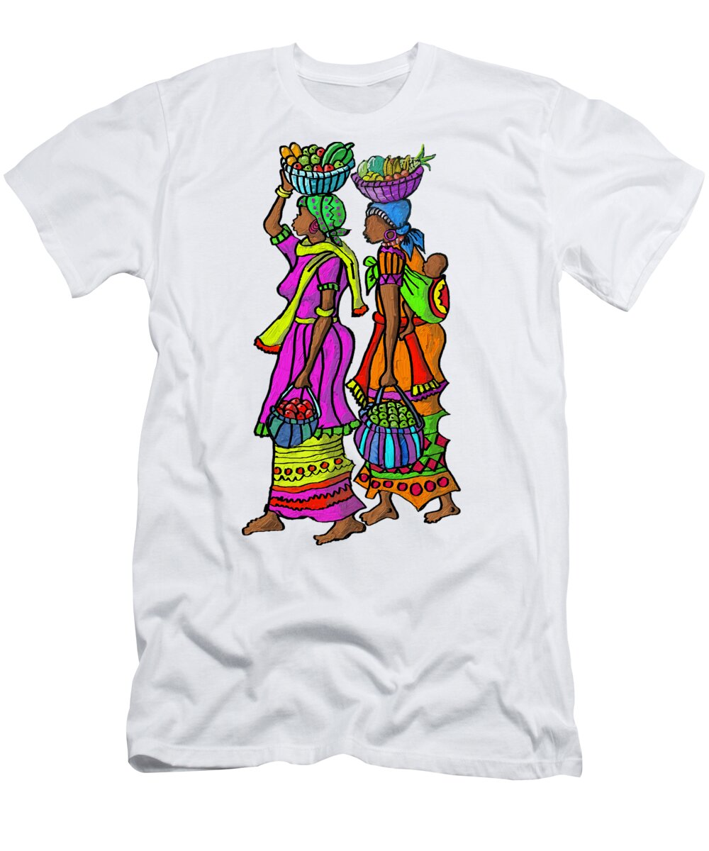 Woman T-Shirt featuring the painting From the Market by Anthony Mwangi