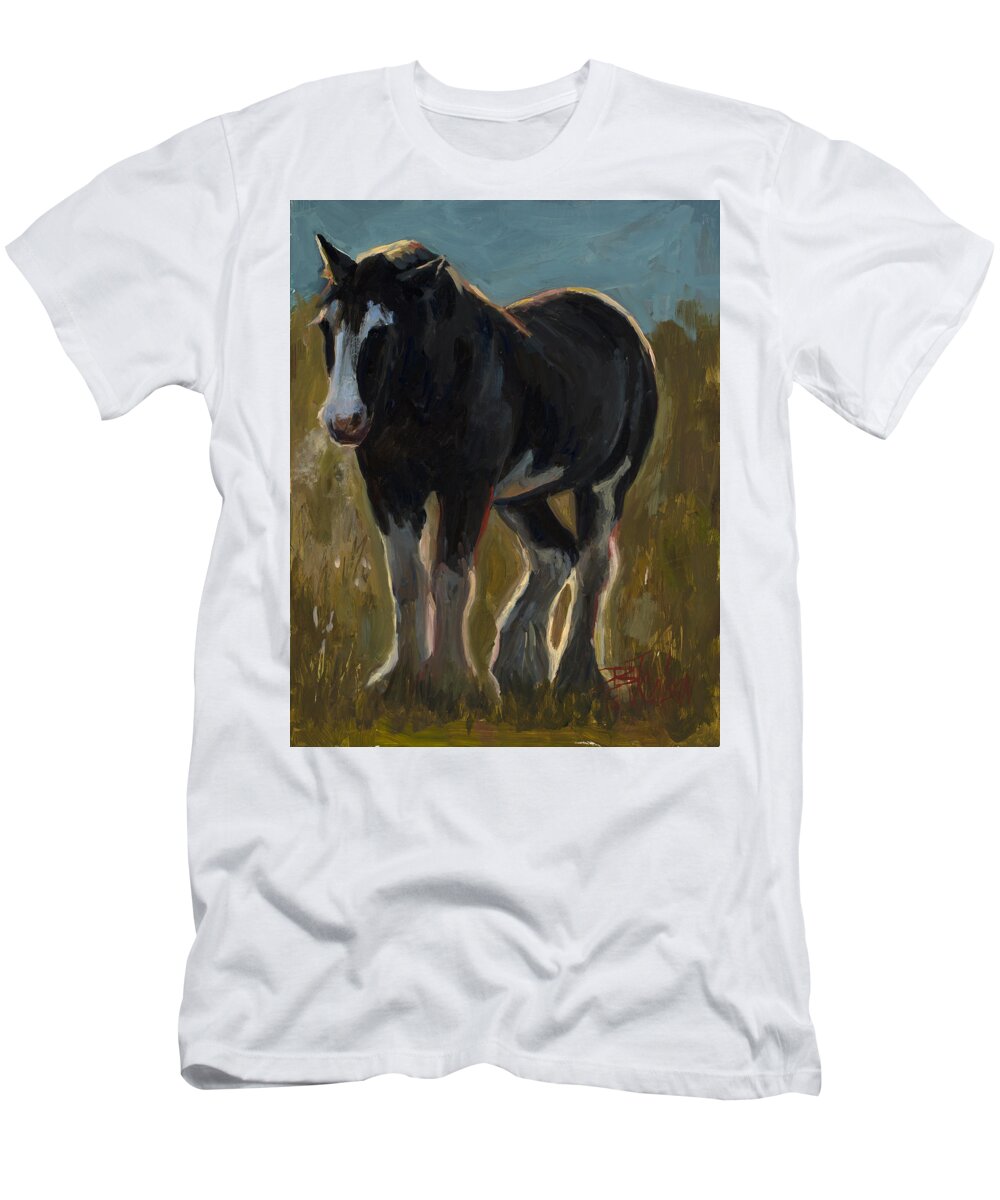 Clydesdale T-Shirt featuring the painting Frosty Morning by Billie Colson