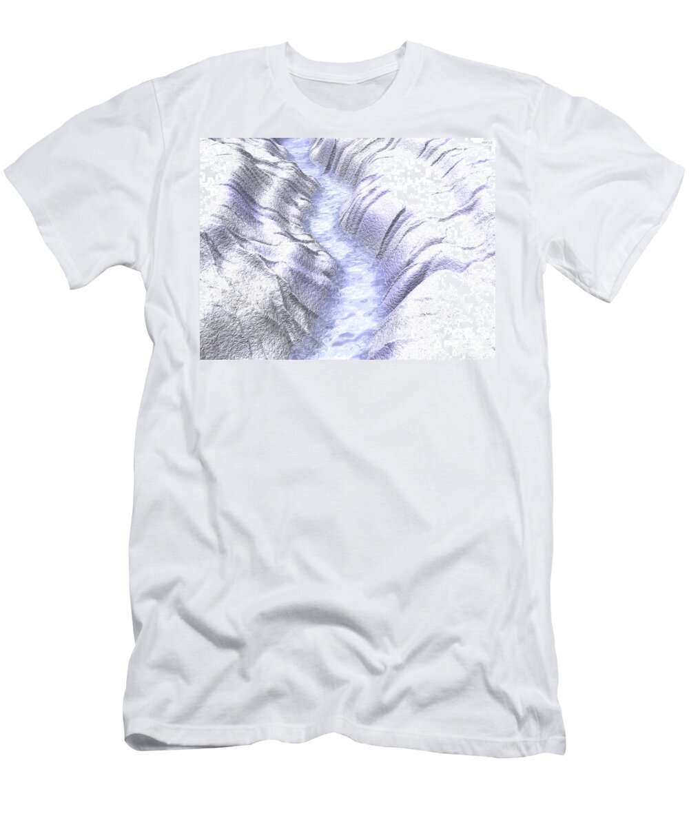 River T-Shirt featuring the digital art Frozen Ice River by Phil Perkins