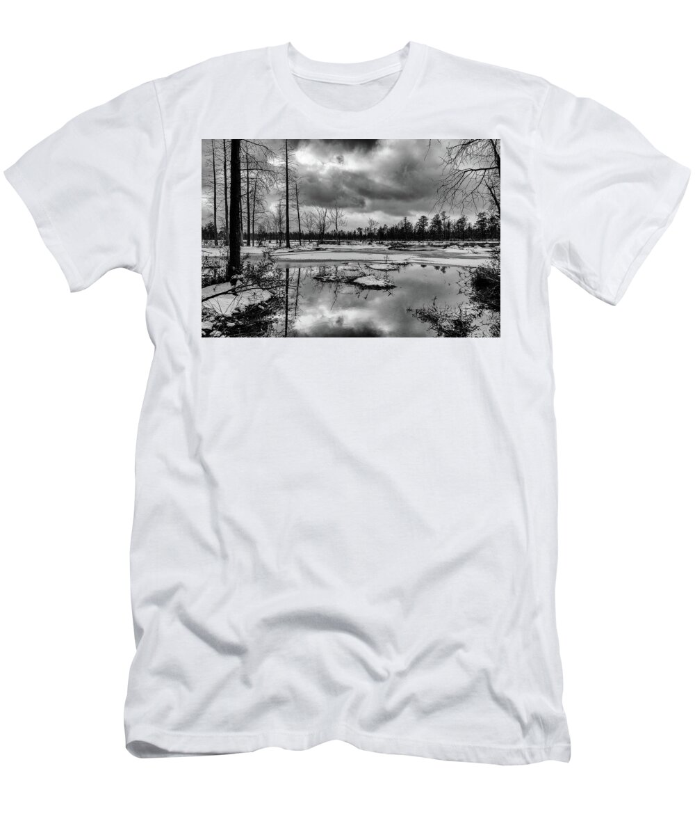 Landscape T-Shirt featuring the photograph Frozen Mullica River by Louis Dallara