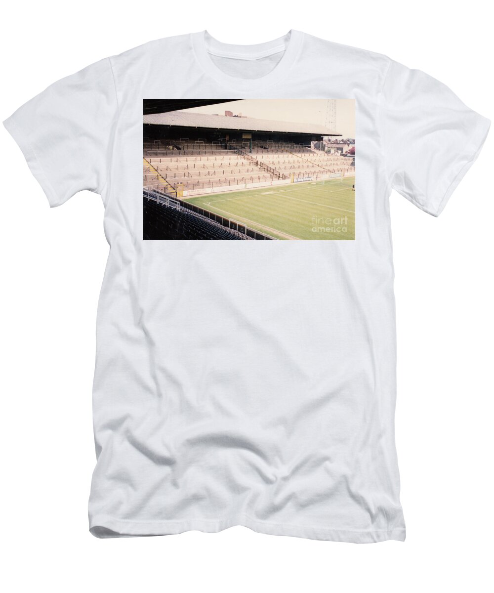 Fulham T-Shirt featuring the photograph Fulham - Craven Cottage - North Stand Hammersmith End 1 - April 1991 by Legendary Football Grounds