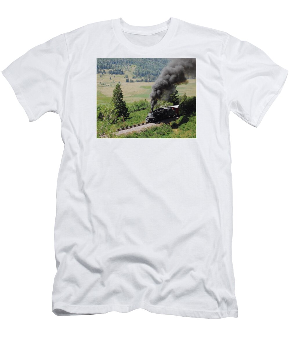 Trains T-Shirt featuring the photograph Full Steam Ahead by Brad Hodges