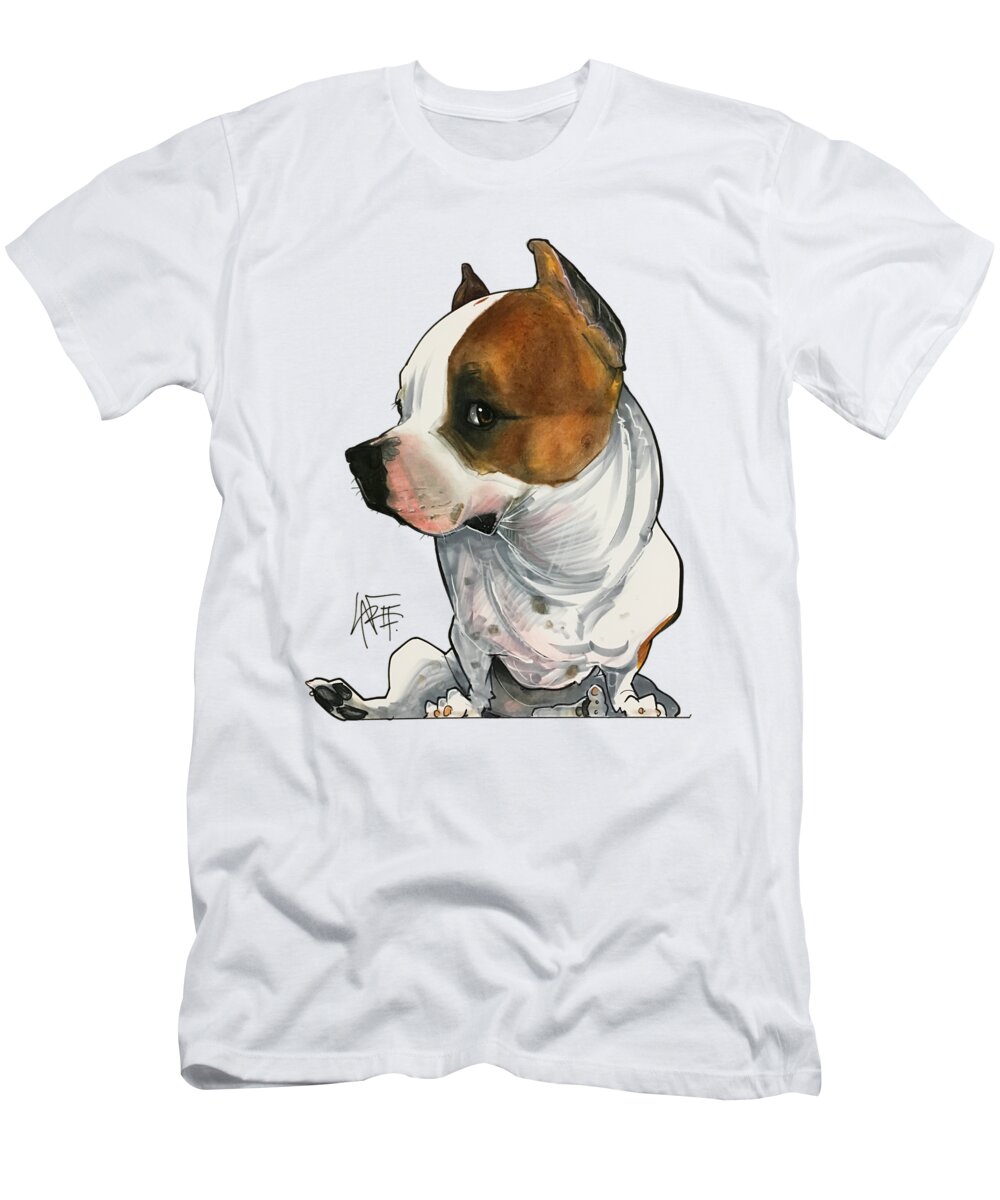 Pet Portrait T-Shirt featuring the drawing Gabby Minuto 3190 by Canine Caricatures By John LaFree
