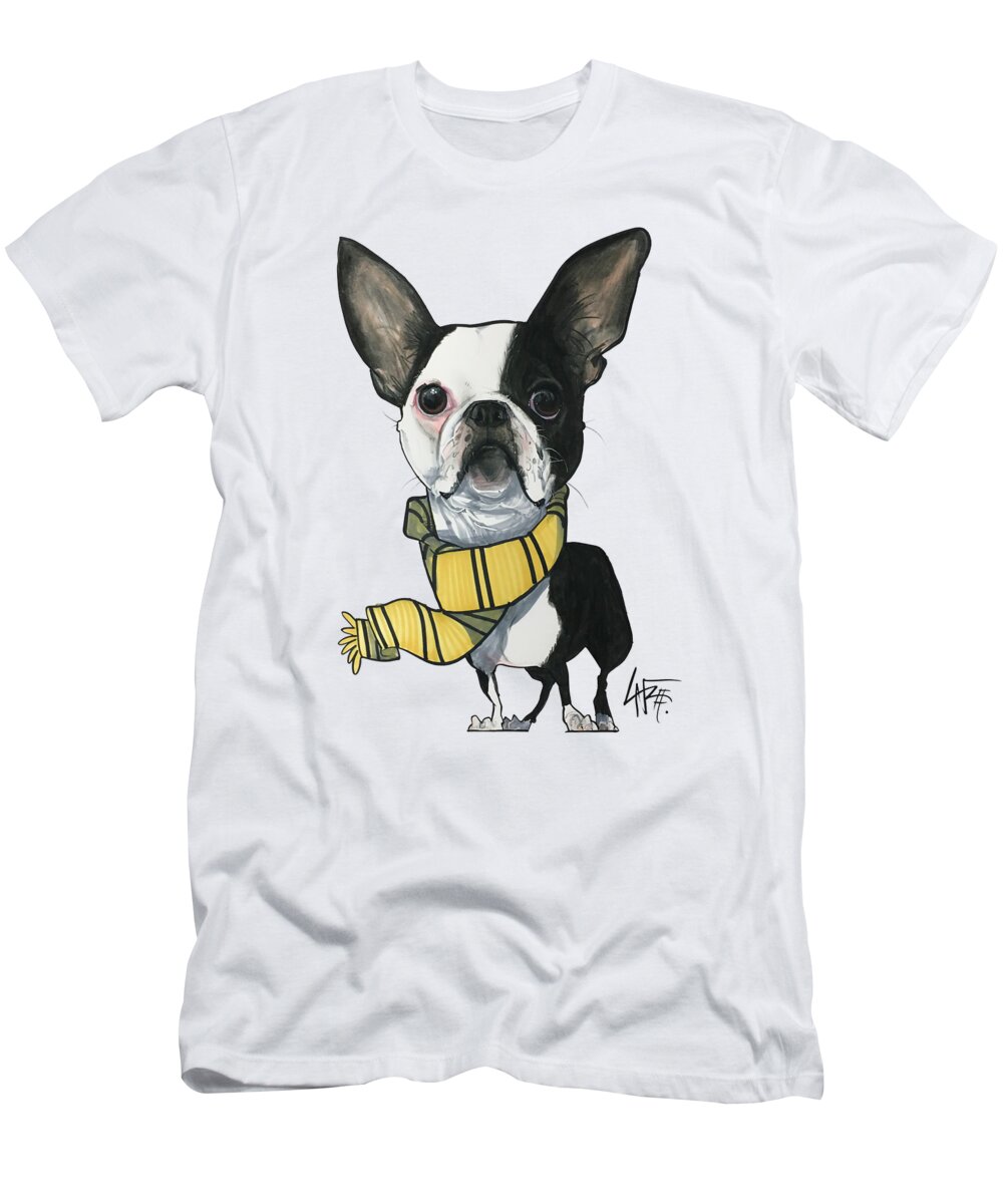 Pet Portrait T-Shirt featuring the drawing Gagnon 3406 by Canine Caricatures By John LaFree