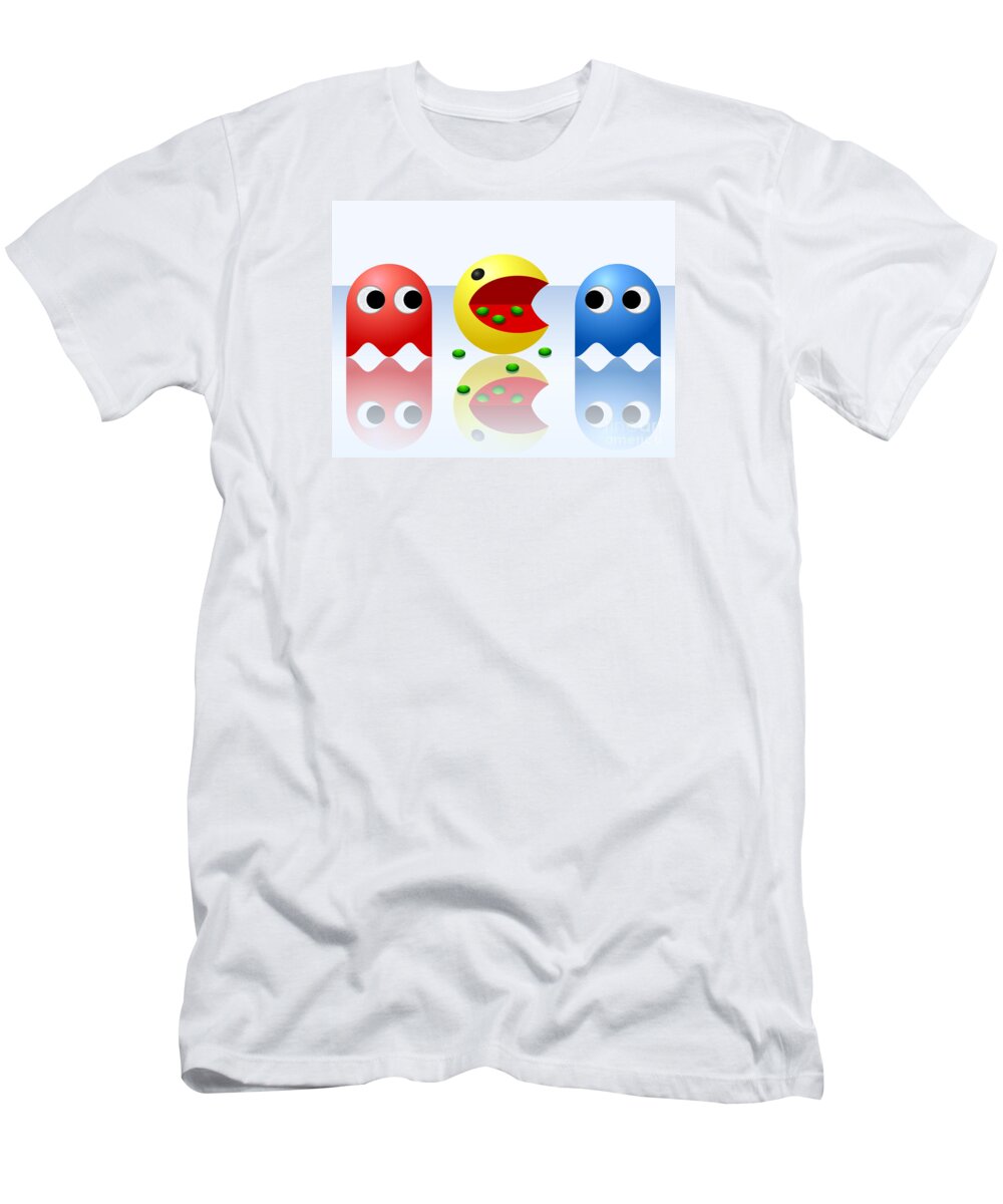 Monsters T-Shirt featuring the digital art Game ghost monsters Pac-Man by Miroslav Nemecek