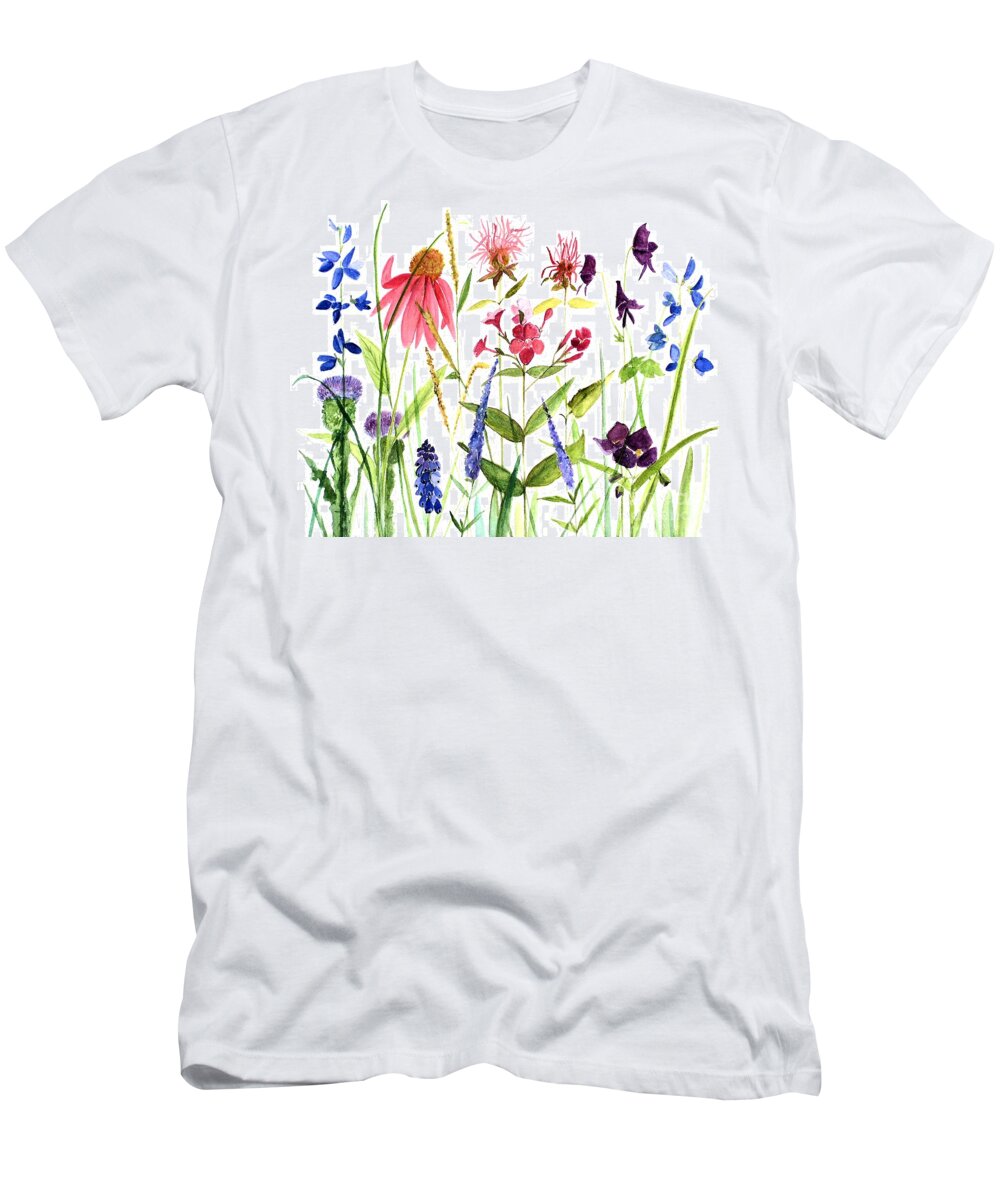 Garden T-Shirt featuring the painting Garden Flowers by Laurie Rohner