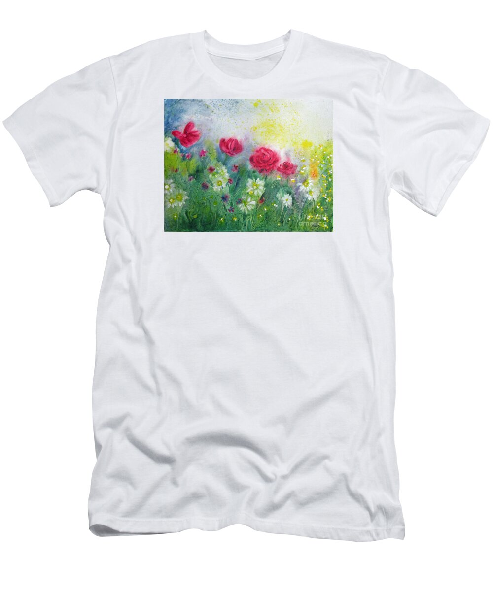 Painting T-Shirt featuring the painting Garden Mist by Daniela Easter