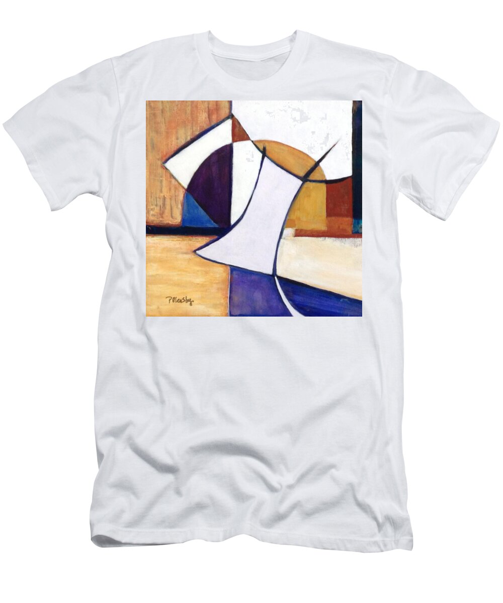 Abstract T-Shirt featuring the painting Geometric Wandering I by Patricia Cleasby