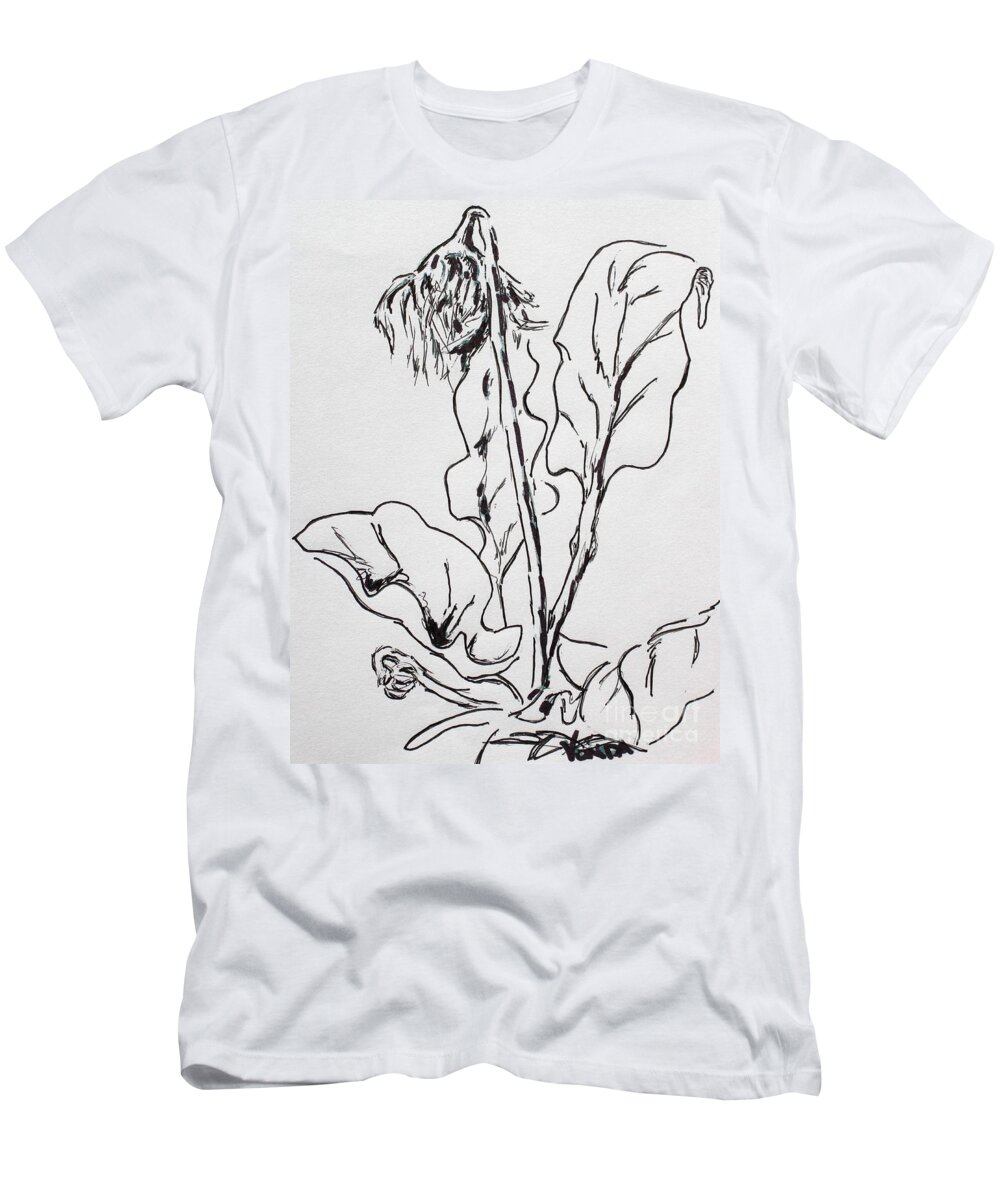 Gerber Daisy T-Shirt featuring the drawing Gerber Study I by Vonda Lawson-Rosa