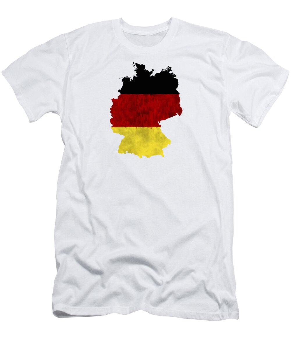  T-Shirt featuring the digital art Germany map art with flag design by World Art Prints And Designs