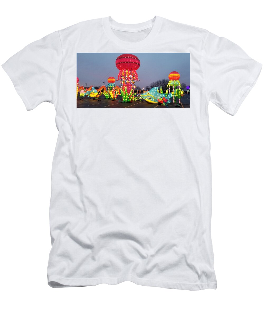 Jelly Fish T-Shirt featuring the photograph Giant Illuminate Jelly Fish by Britten Adams