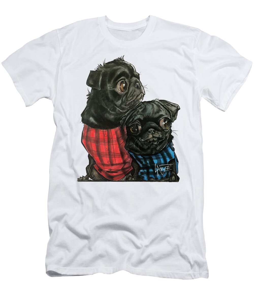 Pet Portrait T-Shirt featuring the drawing Giles 3540 by Canine Caricatures By John LaFree