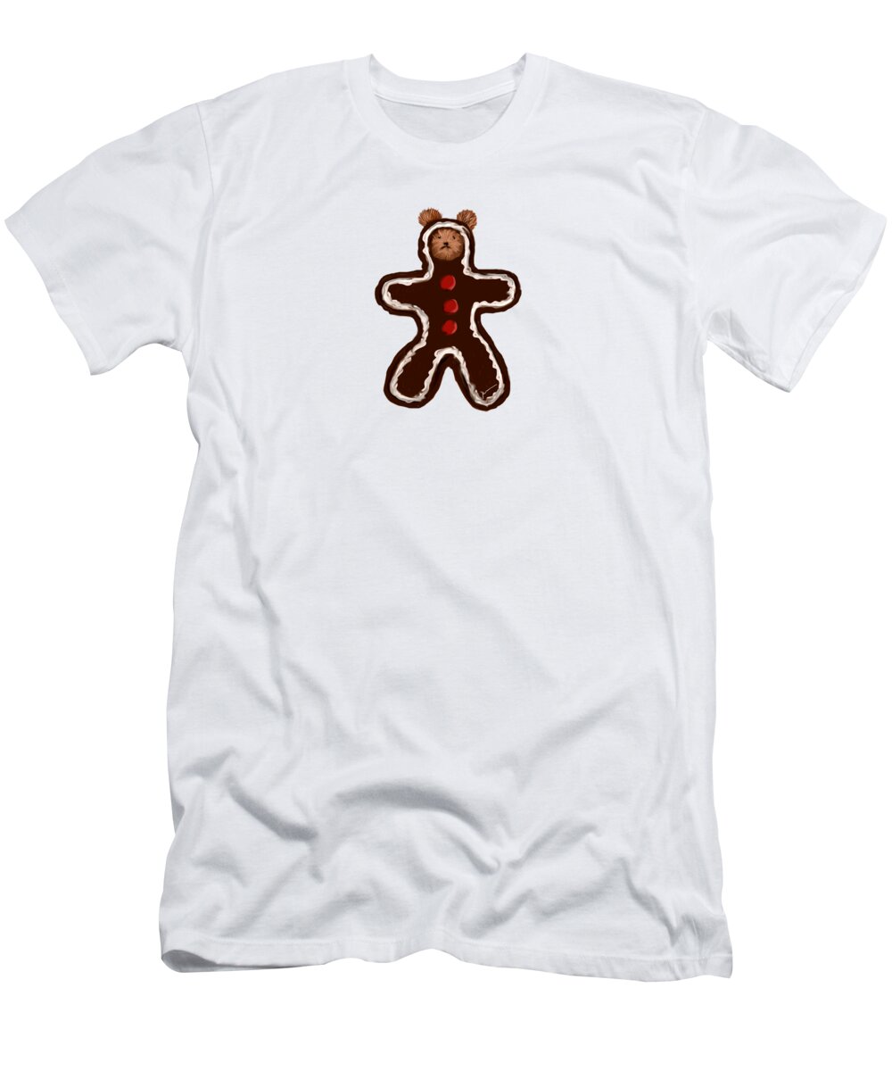 Teddy T-Shirt featuring the painting Gingerbread Teddy by Jean Pacheco Ravinski