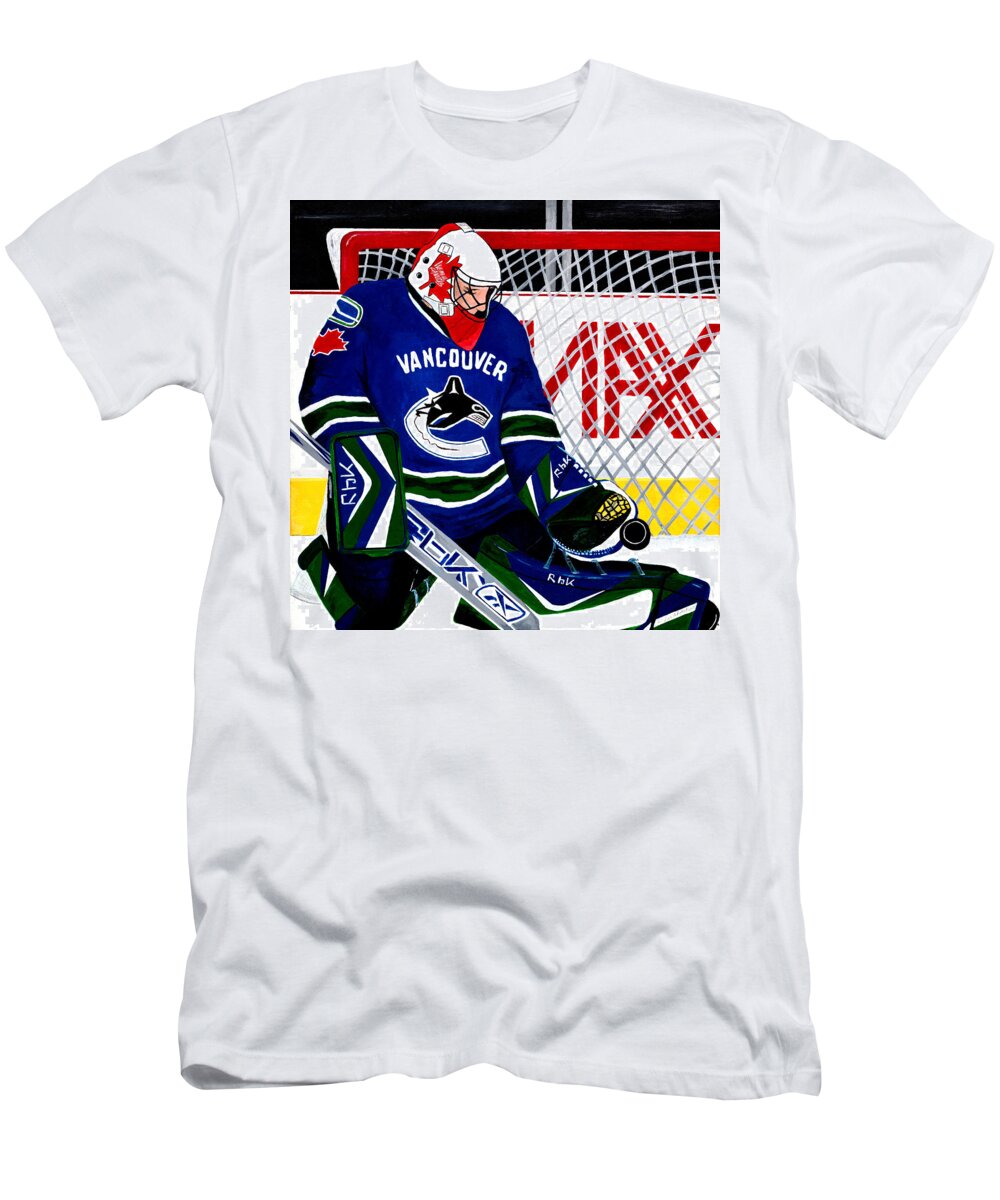 Nhl T-Shirt featuring the painting Go Canucks Go by Pj LockhArt