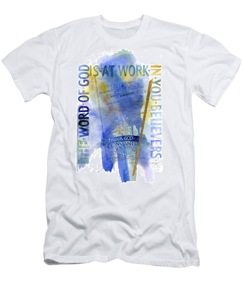 New Testament T-Shirt featuring the painting God at Work by Judy Dodds