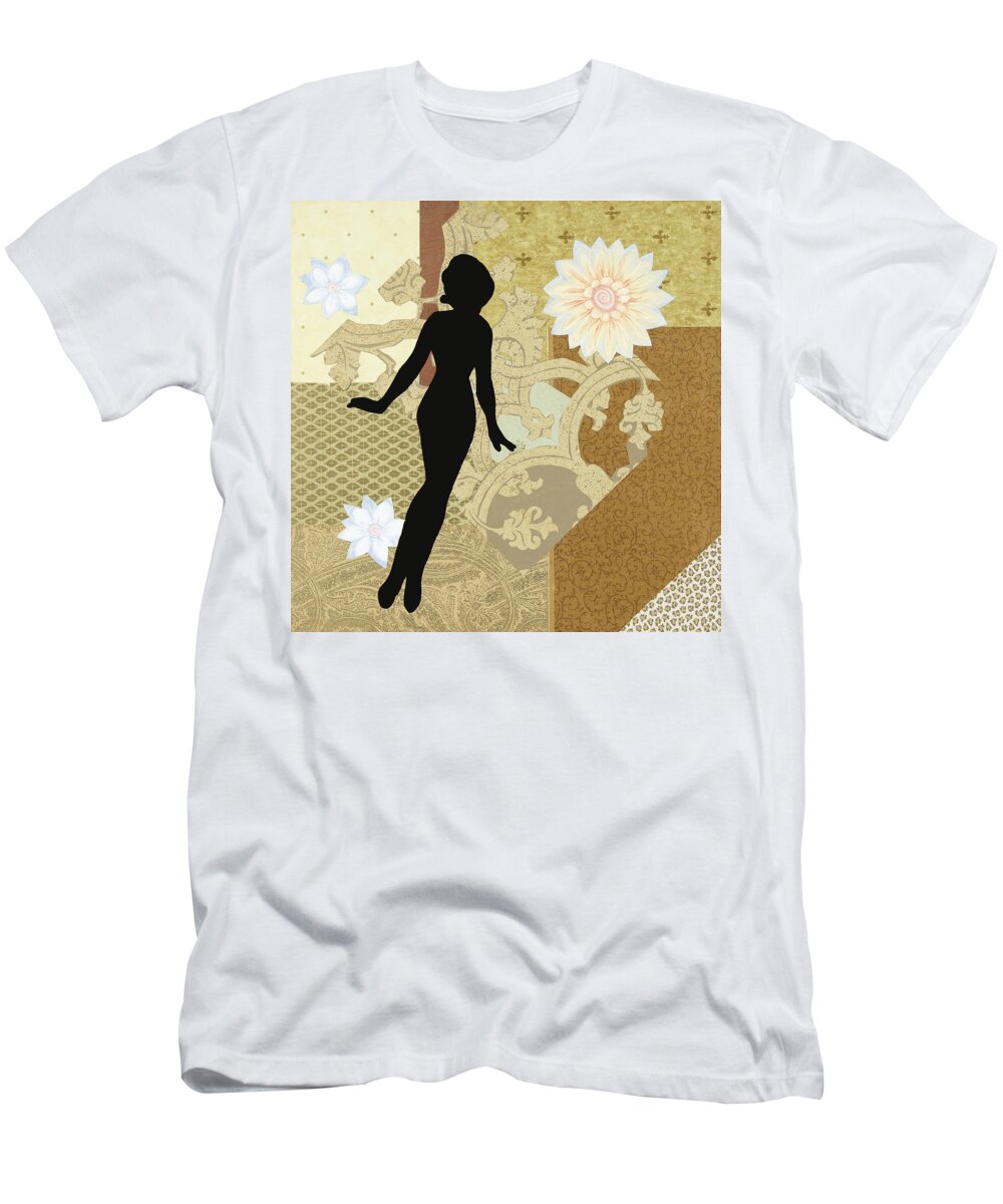  T-Shirt featuring the mixed media Gold Paper Doll by Katia Von Kral