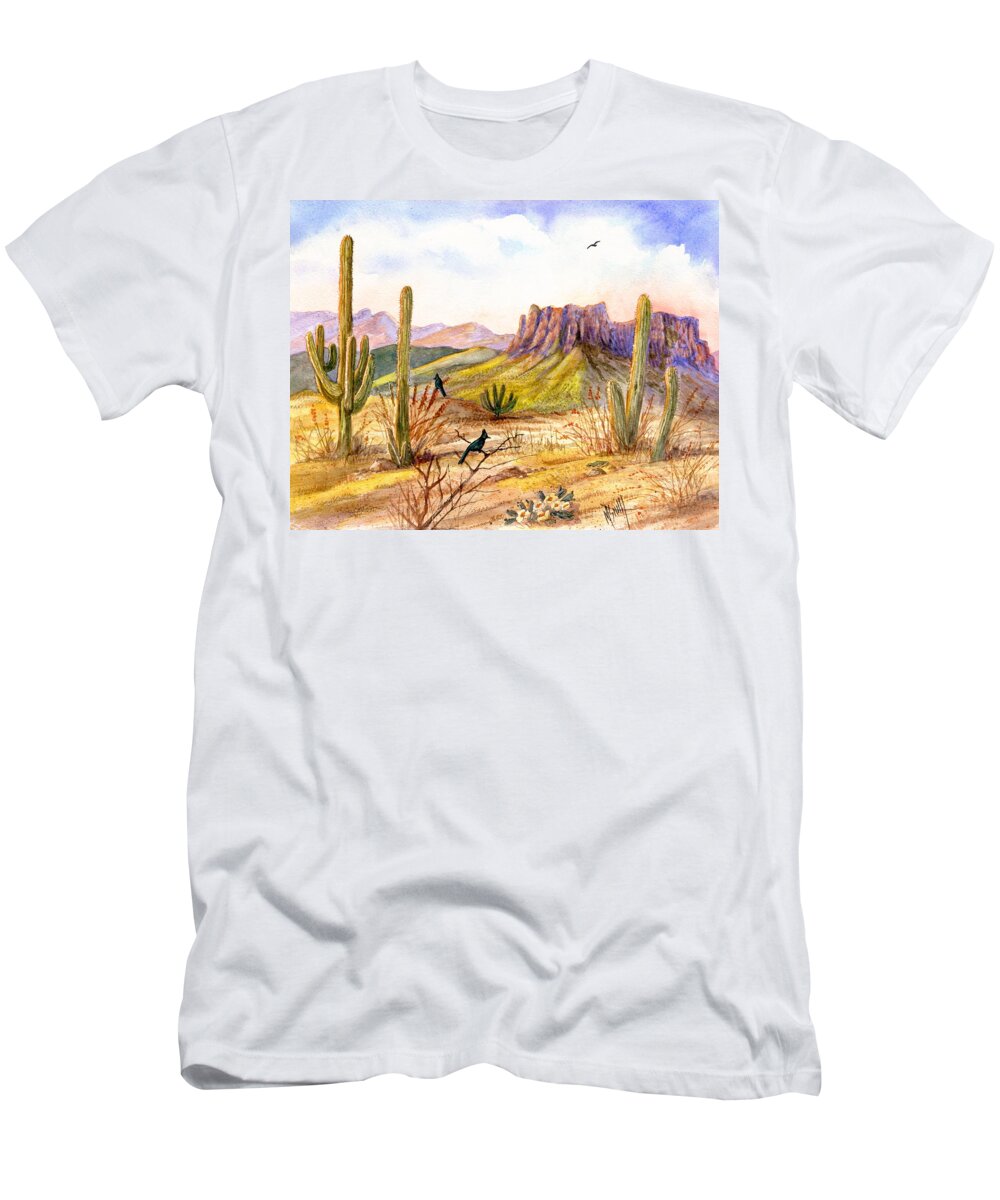 Arizona Landscape T-Shirt featuring the painting Good Morning Arizona by Marilyn Smith