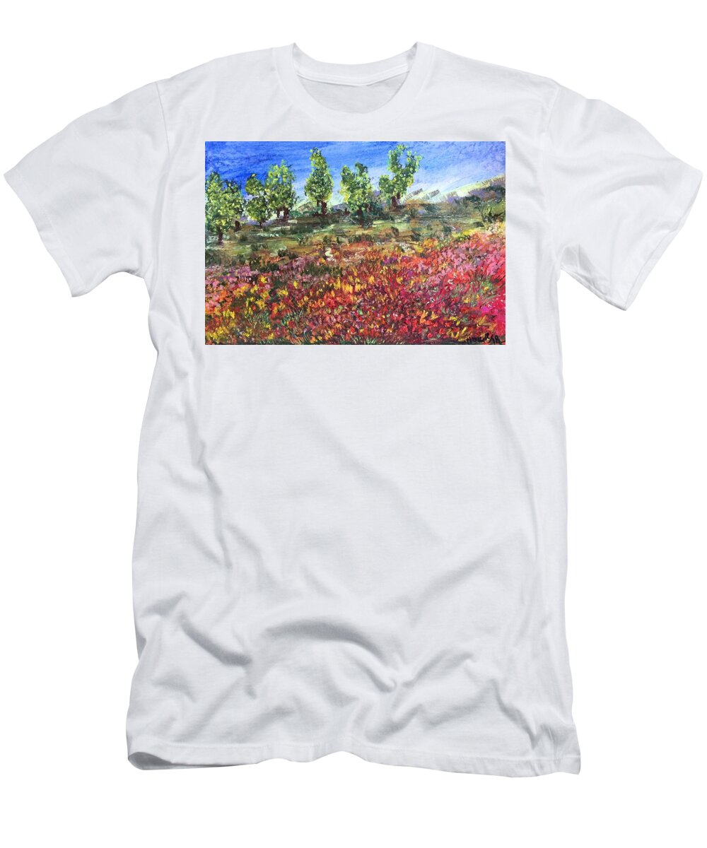  T-Shirt featuring the painting Goodbye winter by Norma Duch