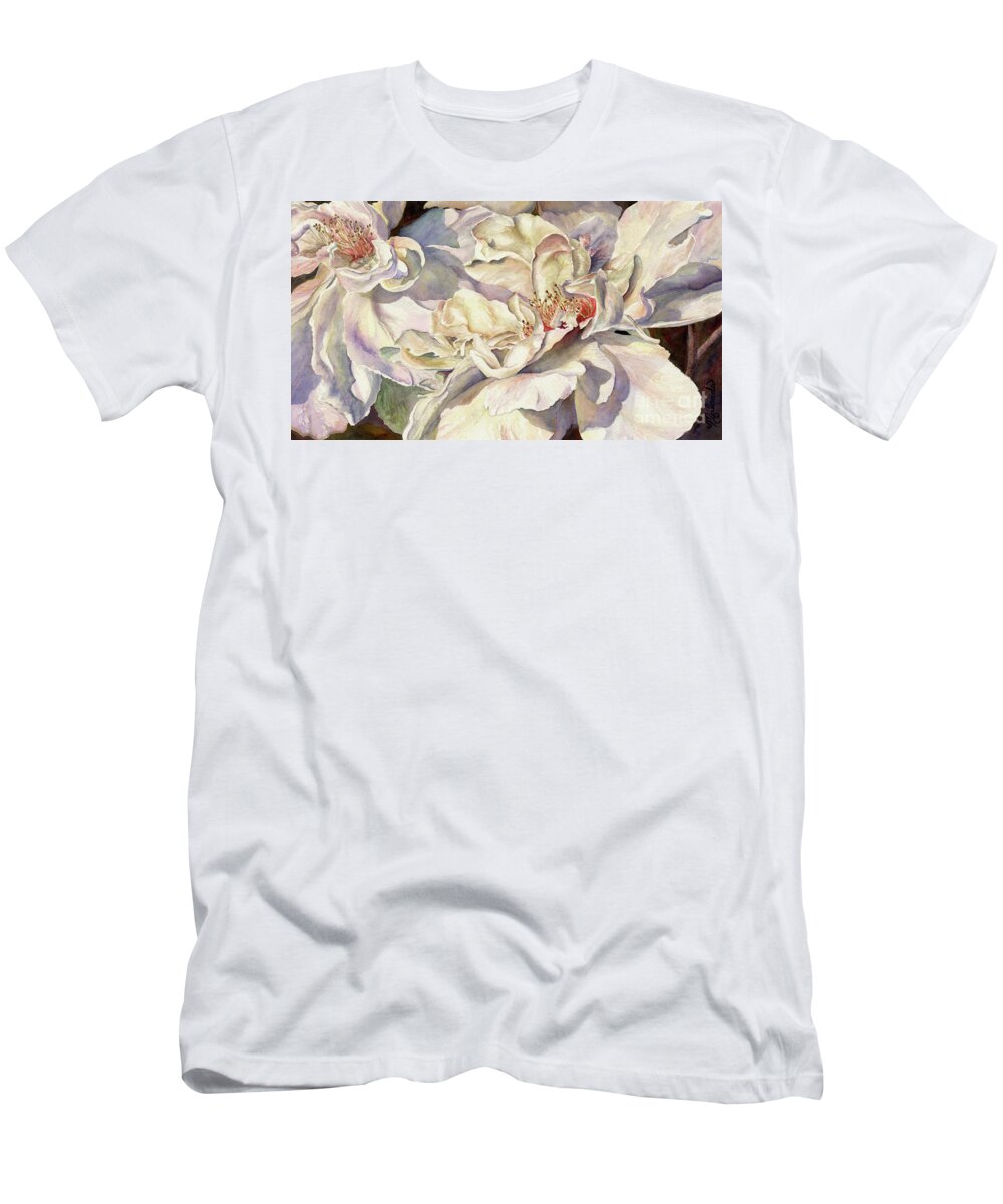 White T-Shirt featuring the painting Graceful Departure by Malanda Warner