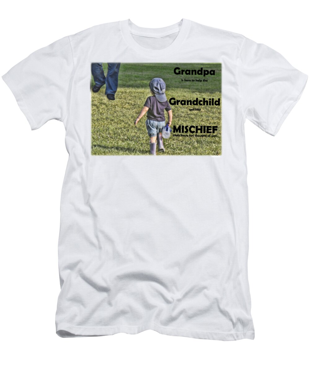 Grandpa T-Shirt featuring the digital art Grandpa helps with Mischief by Sandra Clark