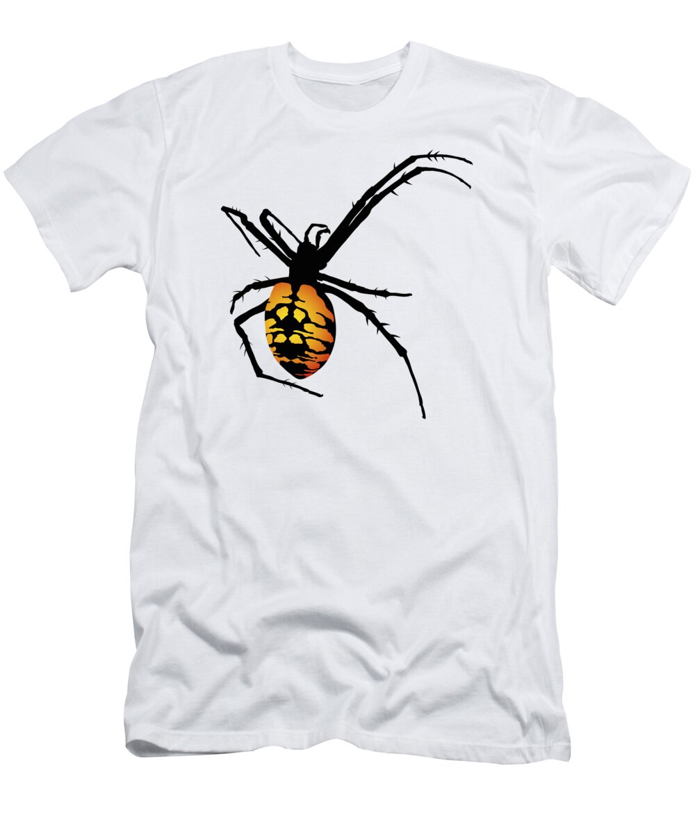 Graphic Animal T-Shirt featuring the digital art Graphic Spider Black and Yellow Orange by MM Anderson