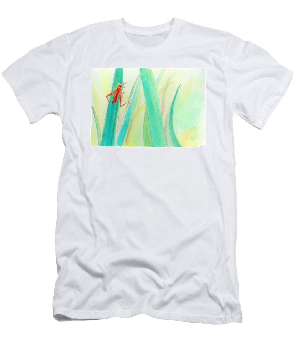 C Sitton Painting Paintings T-Shirt featuring the painting Grasshopper 2 by C Sitton