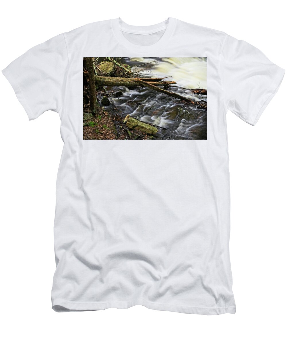 Waterfall T-Shirt featuring the photograph Grayville Falls Study by Allan Van Gasbeck