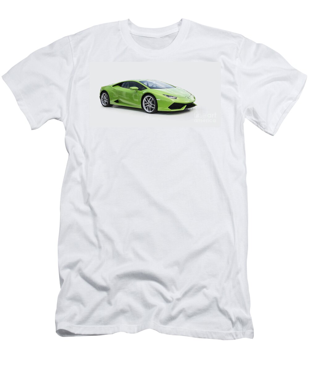 Lamborghini T-Shirt featuring the digital art Green Huracan by Roger Lighterness
