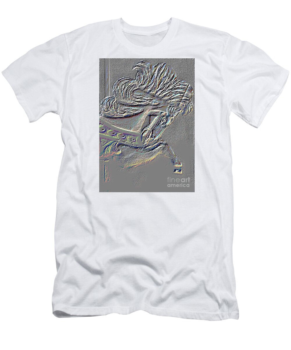 Digital T-Shirt featuring the digital art Grey Stone Carousel Horse by Patty Vicknair