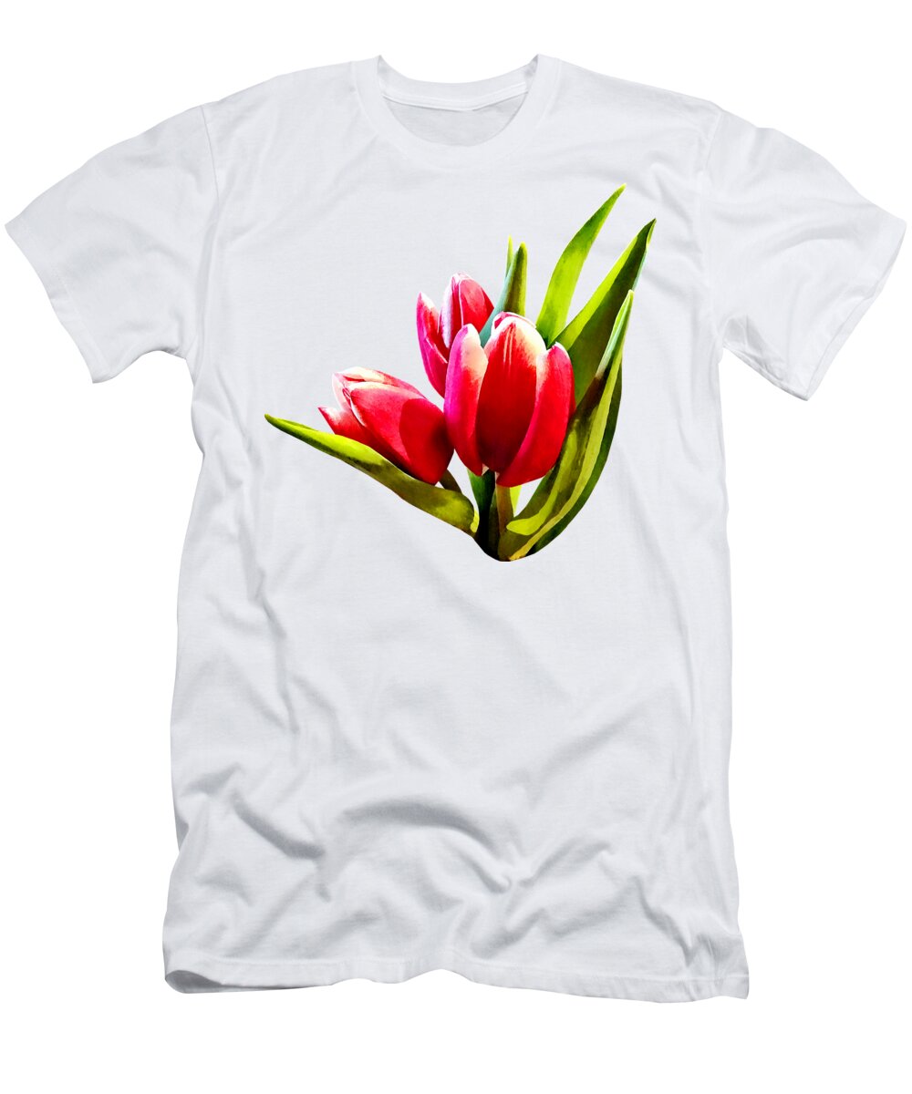 Tulip T-Shirt featuring the photograph Group of Red Tulips by Susan Savad