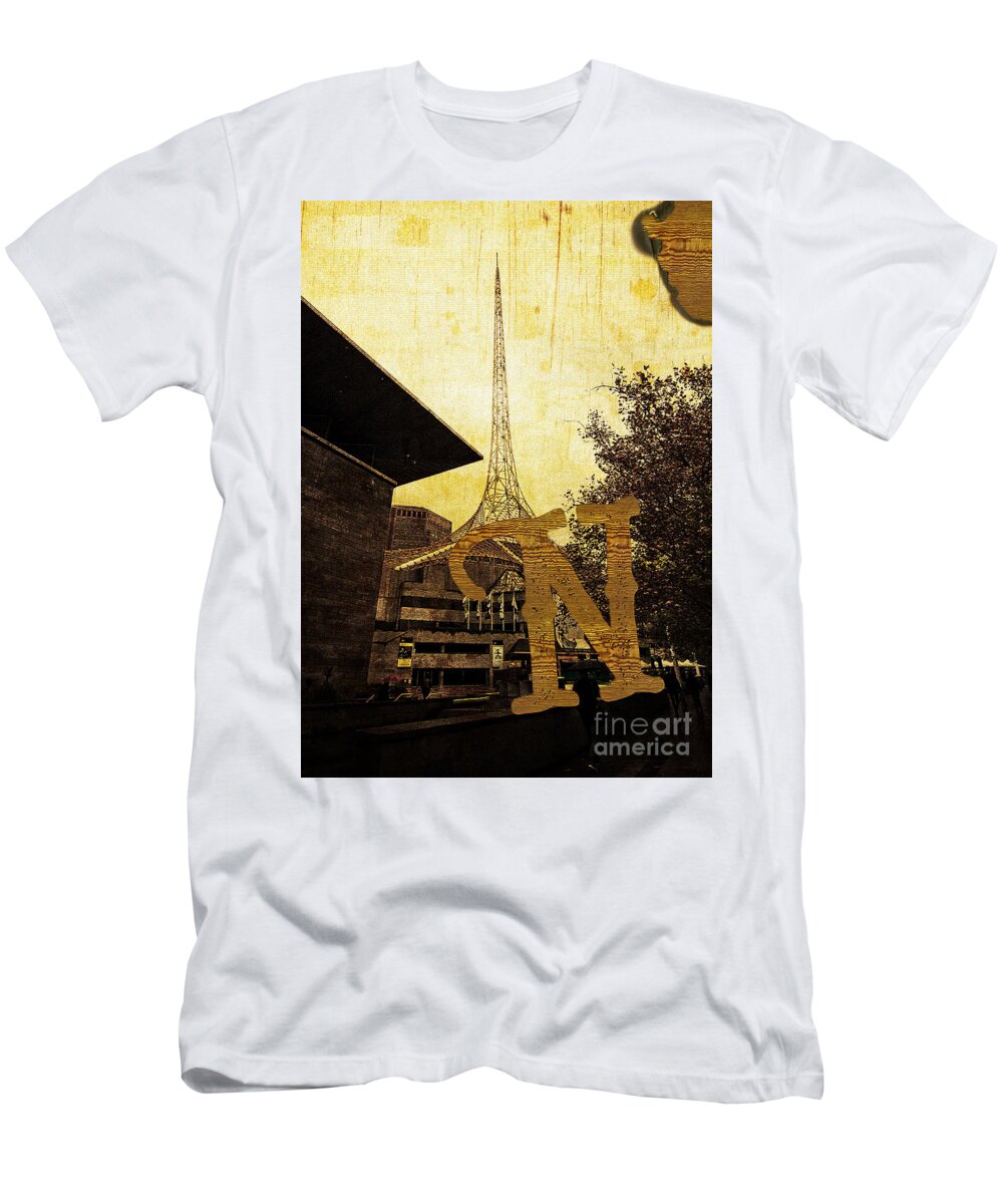 National T-Shirt featuring the photograph Grungy Melbourne Australia Alphabet Series Letter N National Gal by Beverly Claire Kaiya