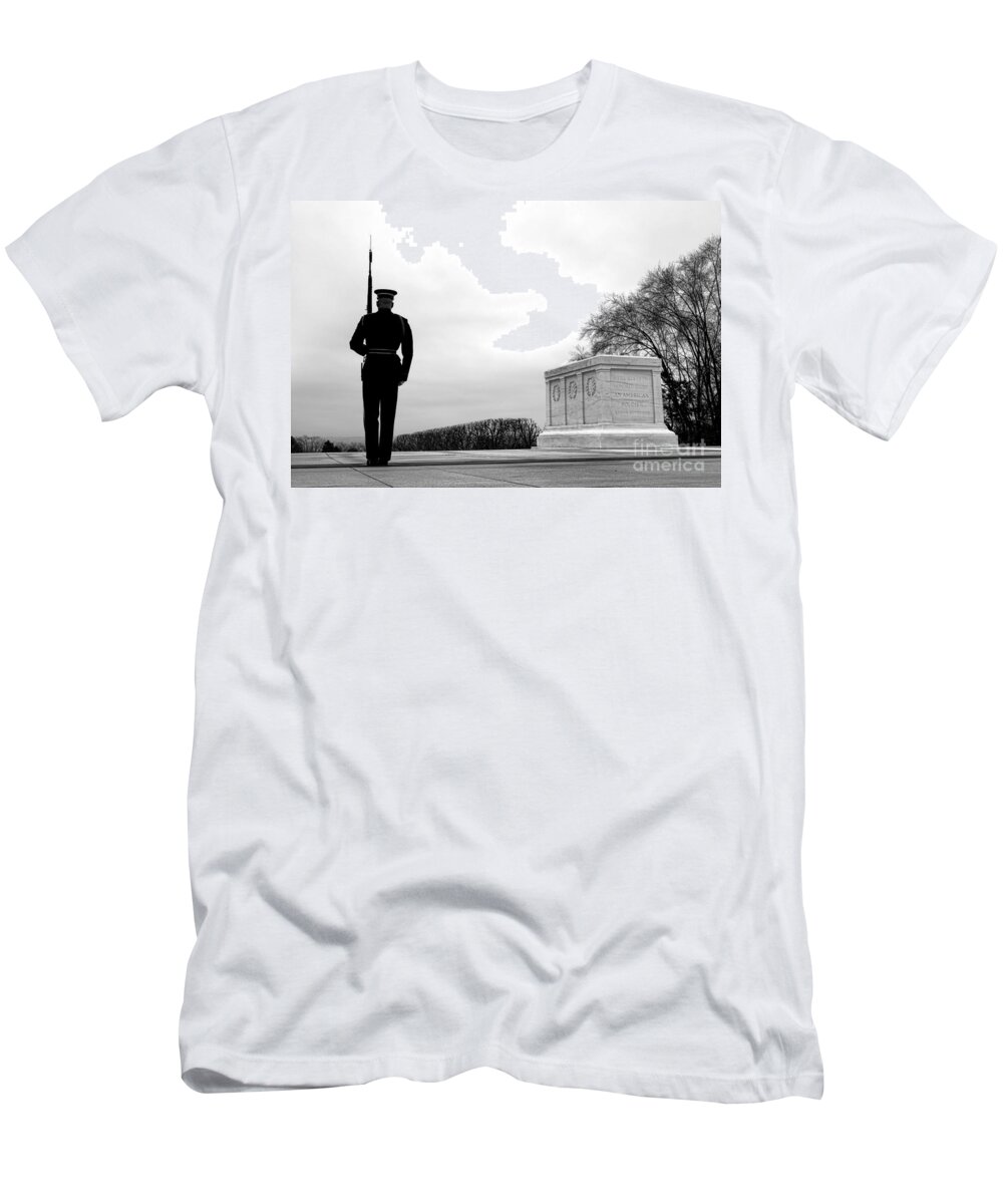 Tomb T-Shirt featuring the photograph Guarding the Unknown Soldier by Olivier Le Queinec