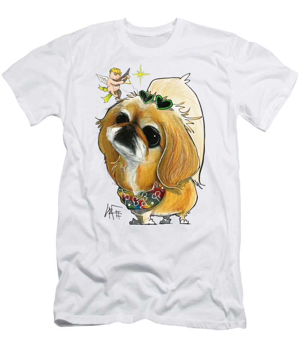Pet Portrait T-Shirt featuring the drawing Guida 3205 by Canine Caricatures By John LaFree