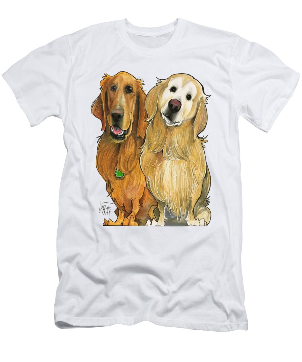 Pet Portrait T-Shirt featuring the drawing Haberland 7-1317 by Canine Caricatures By John LaFree