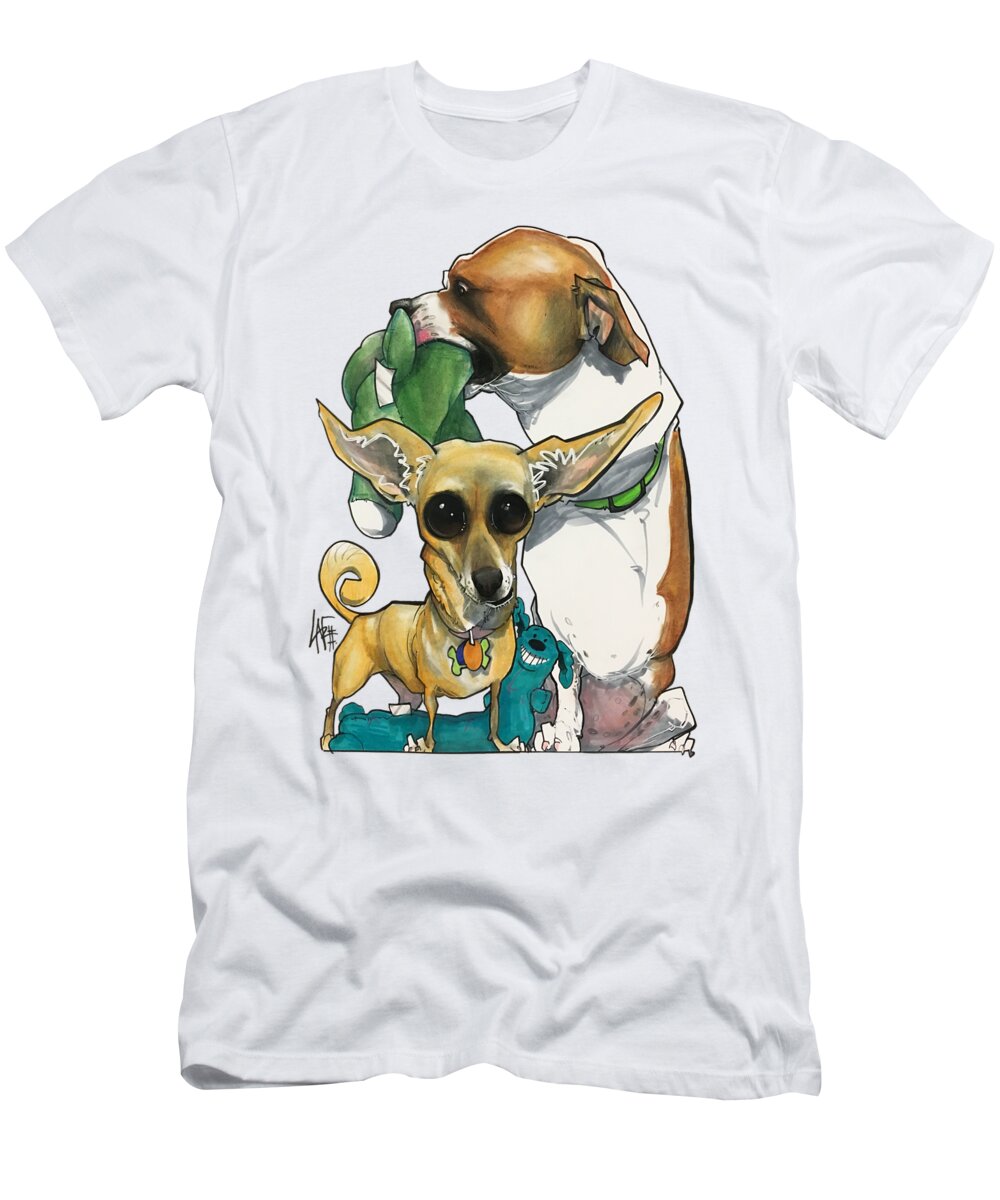 Pet Portrait T-Shirt featuring the drawing Hackenjos 3219-1 by Canine Caricatures By John LaFree