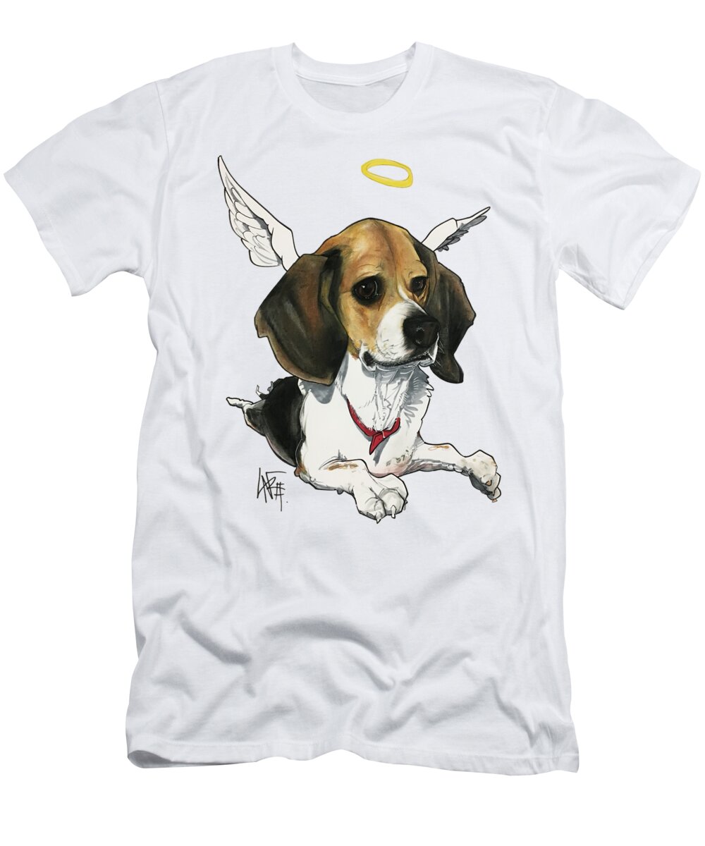 Pet Portrait T-Shirt featuring the drawing Hackenjos 3219-2 by Canine Caricatures By John LaFree