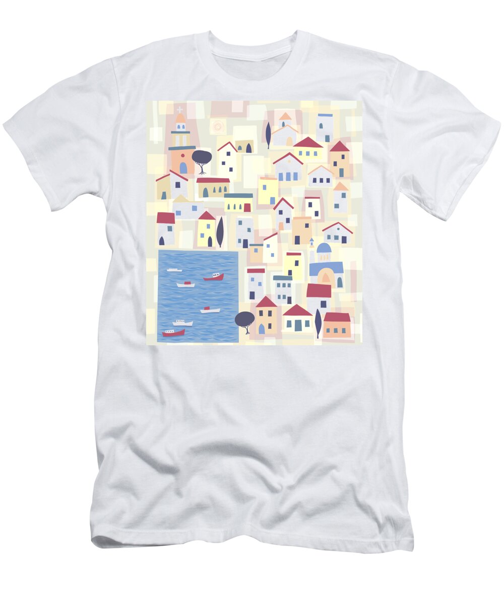 Halki T-Shirt featuring the painting Halki by Nic Squirrell