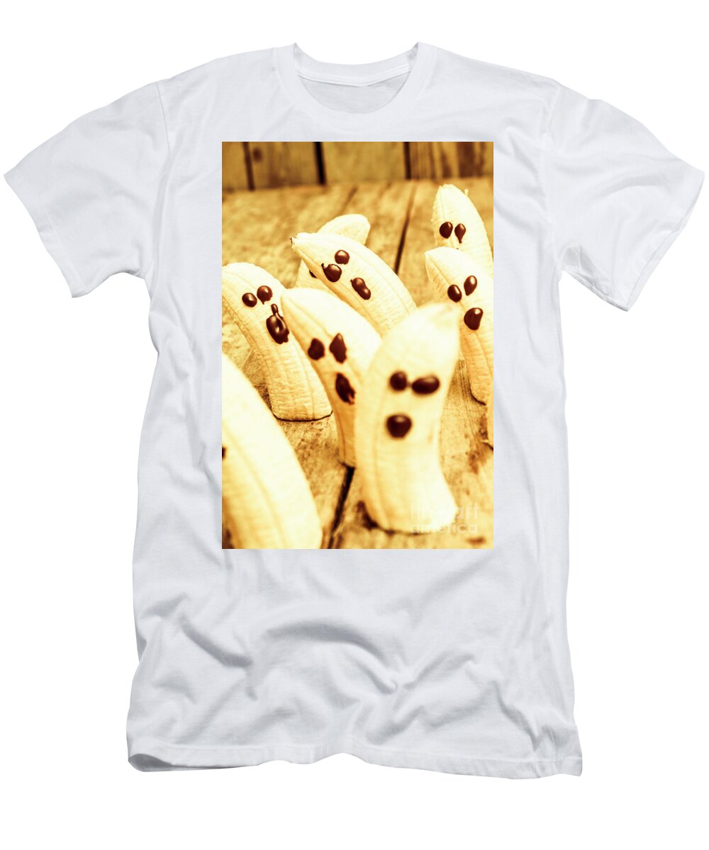 Fruit T-Shirt featuring the photograph Halloween banana ghosts by Jorgo Photography