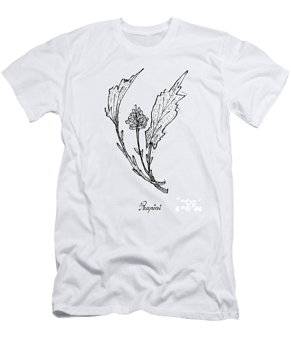 Hand Drawn of Fresh Rapini on White Background T-Shirt by Iam Nee - Pixels