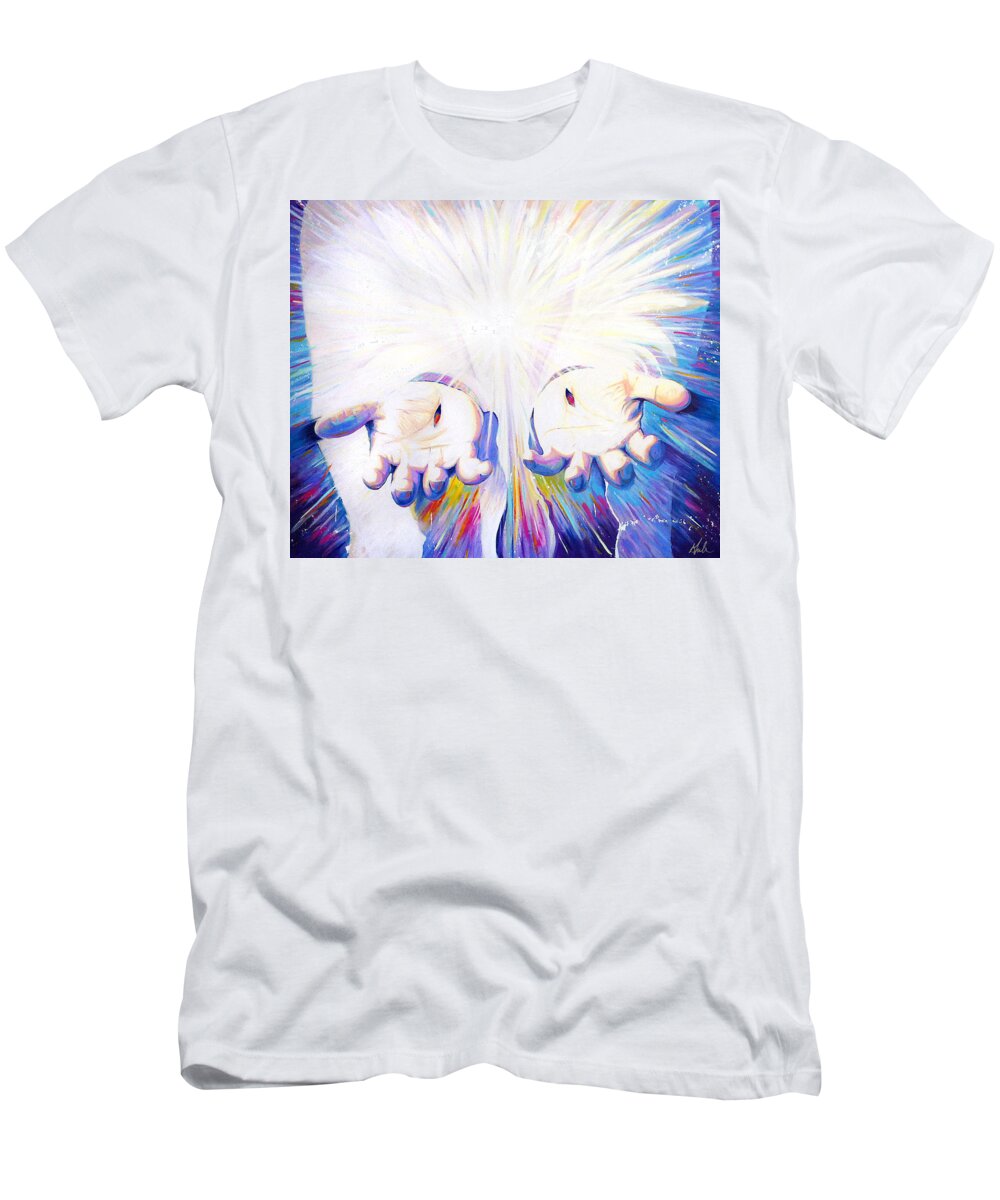Resurrection T-Shirt featuring the painting Hands by Steve Gamba