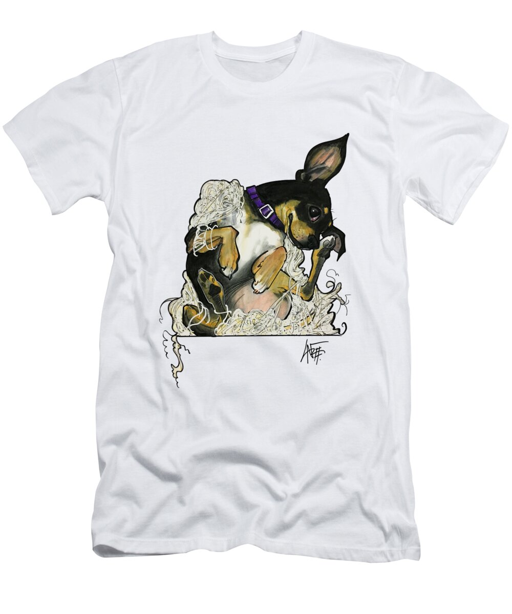 Dog Portrait T-Shirt featuring the drawing Hankins 3414 by Canine Caricatures By John LaFree