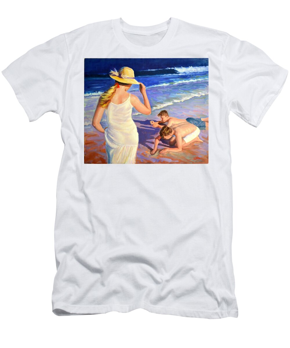 Seascape T-Shirt featuring the painting Happy Moment by Ningning Li