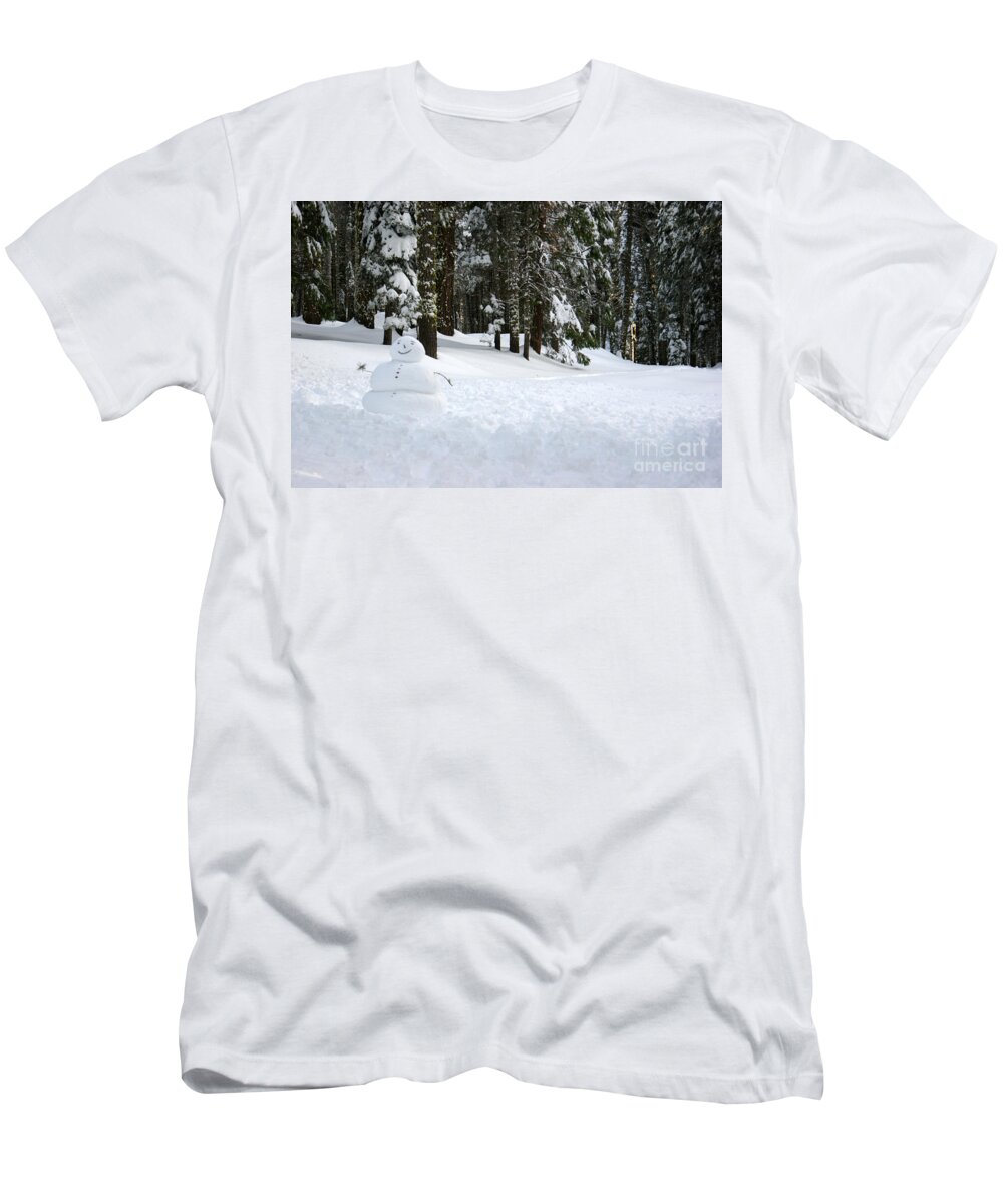 Snowman T-Shirt featuring the photograph Happy Snowman by Christine Jepsen