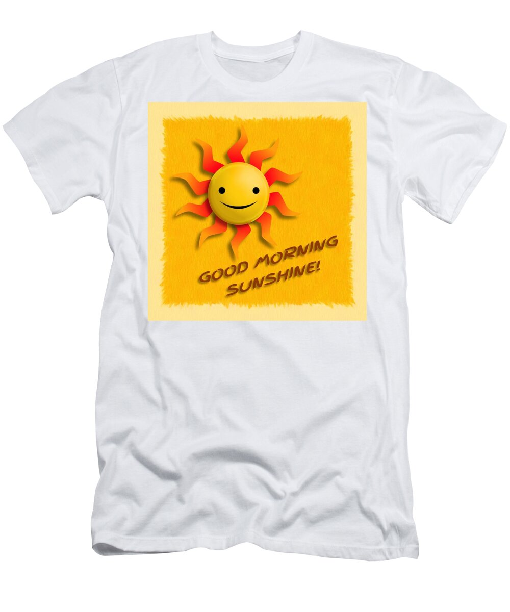 Sun T-Shirt featuring the digital art Happy Sun Face by John Wills