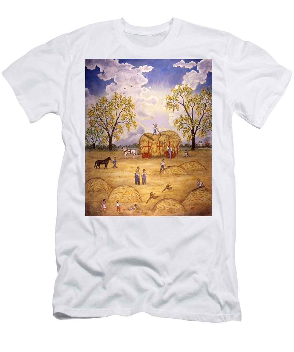 Harvest Landscape T-Shirt featuring the painting Harvest by Linda Mears