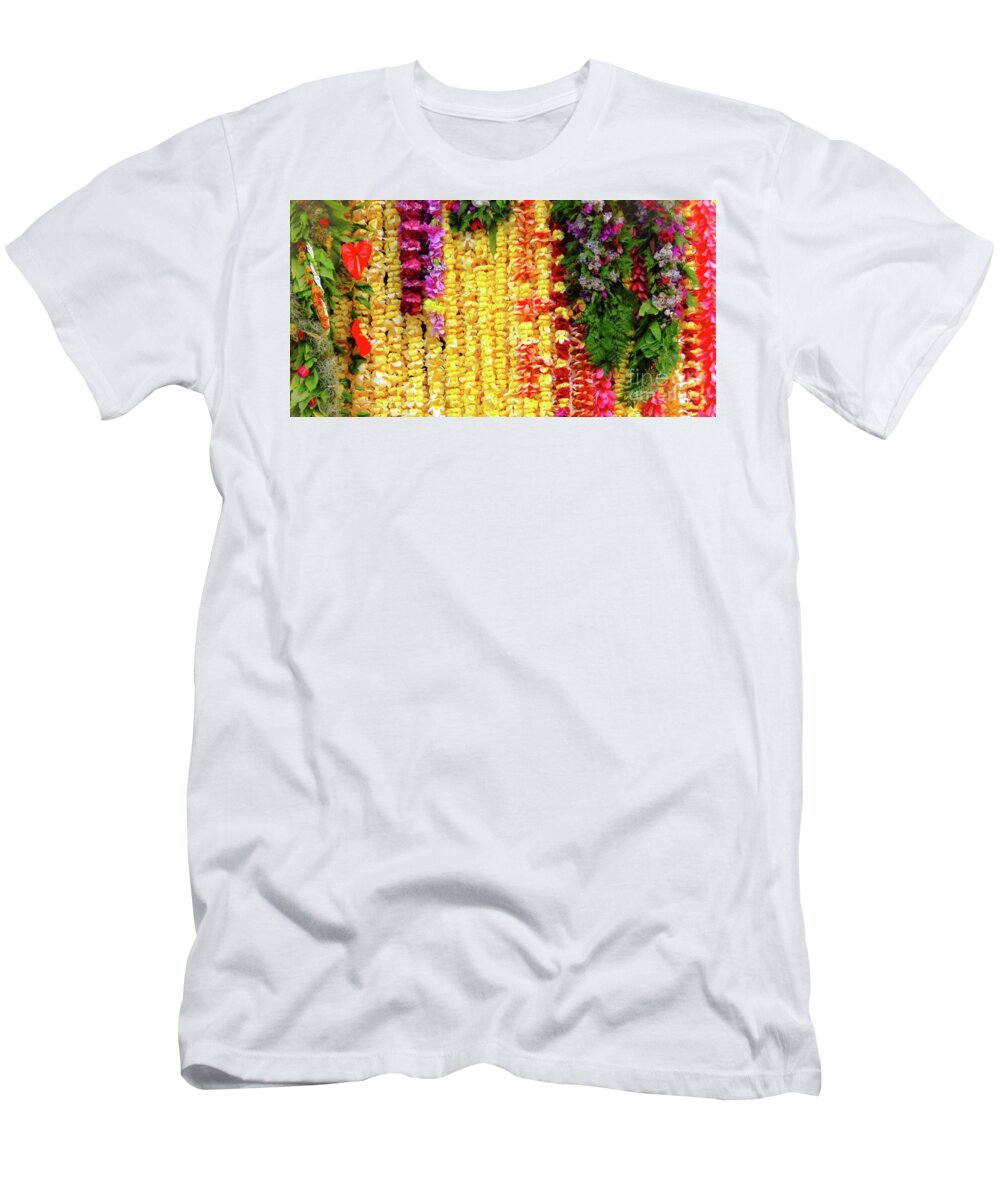 Panorama T-Shirt featuring the photograph Hawaiian Flower Lei's by D Davila