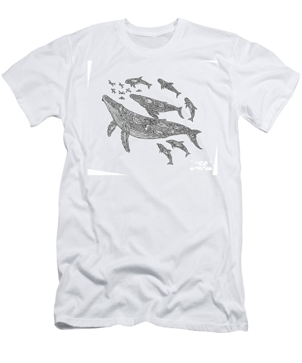 Humpback Whale T-Shirt featuring the drawing Hawaiian Humpbacks by Carol Lynne