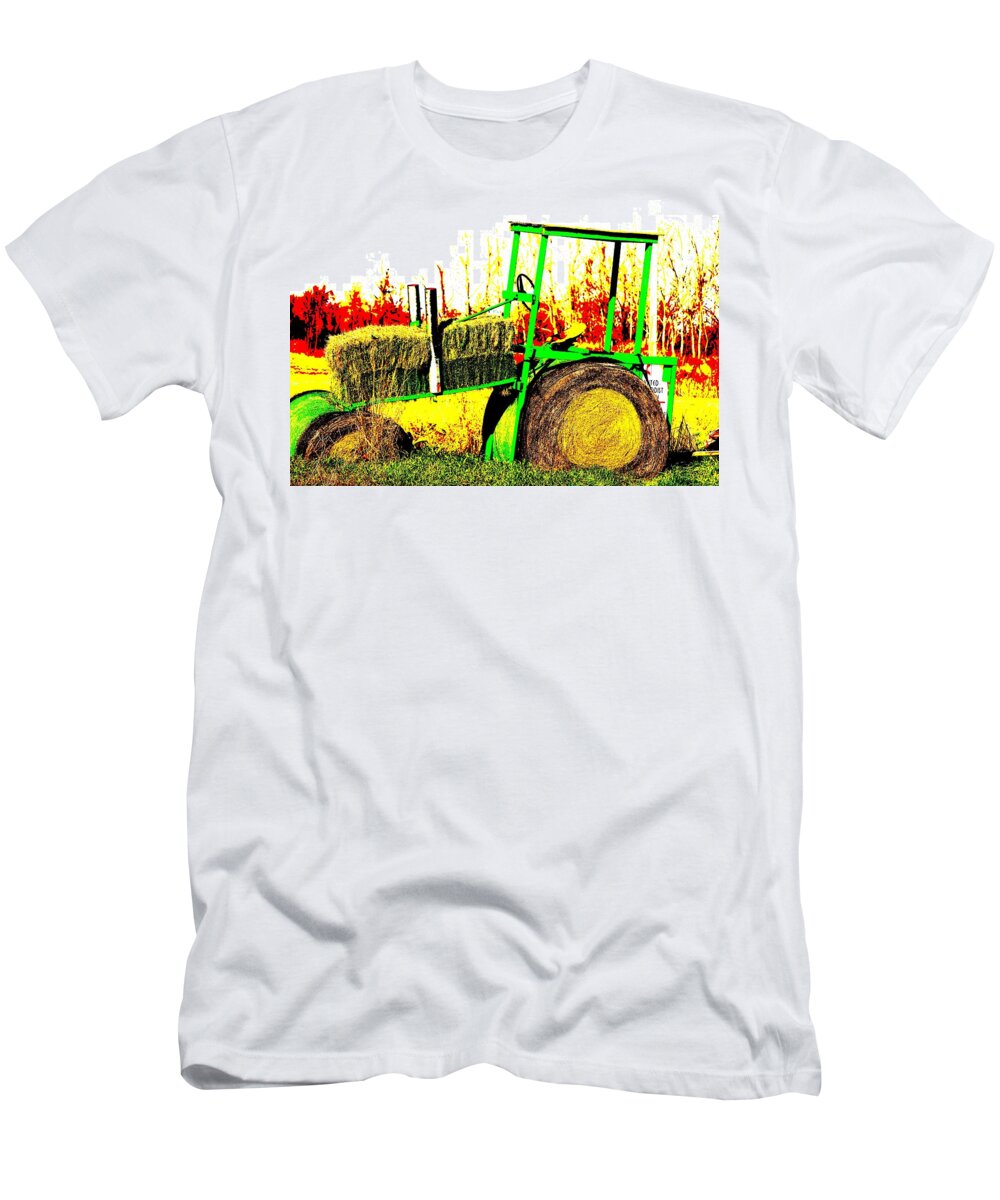 Green T-Shirt featuring the photograph Hay It's a Tractor by Karen Thornton